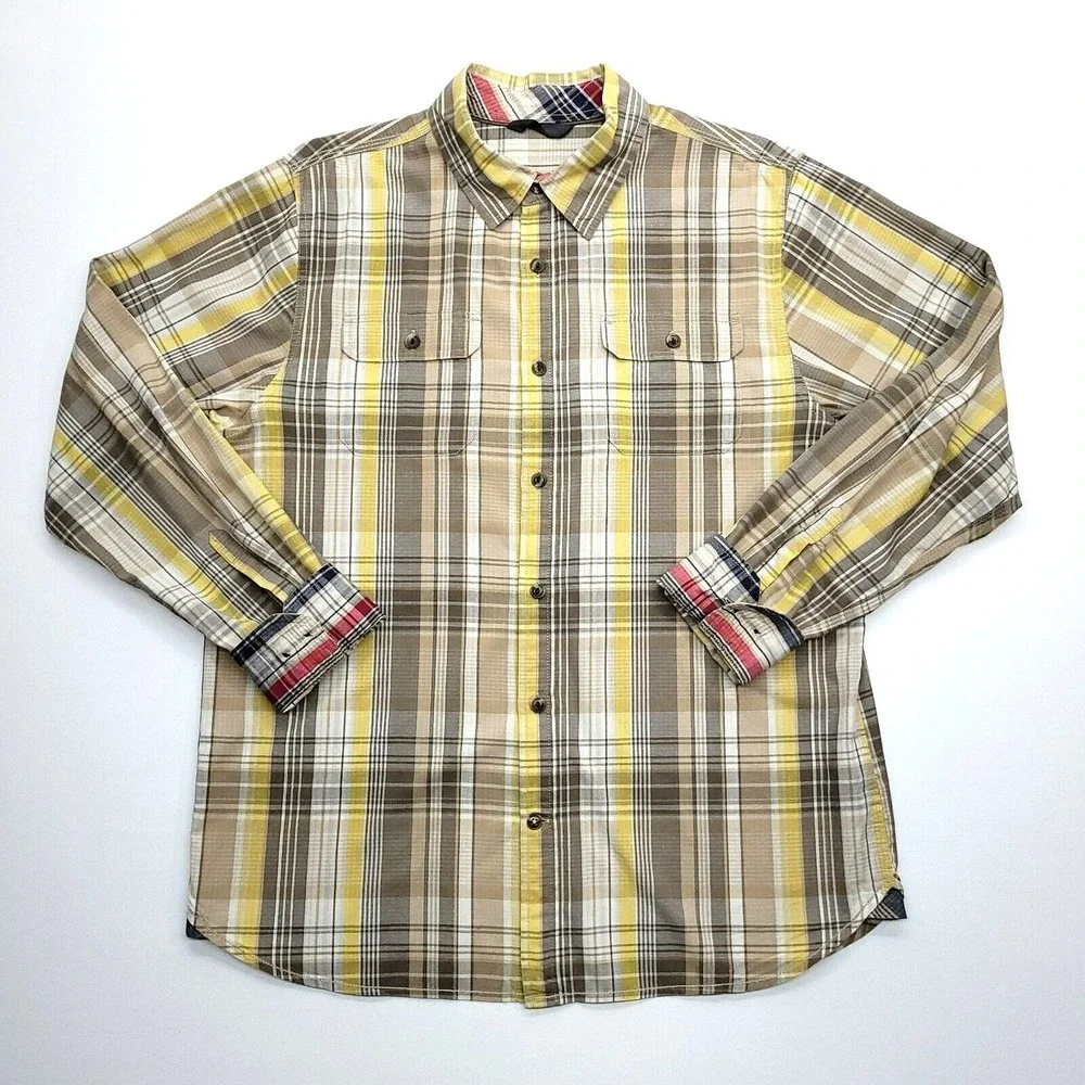 The North Face Ripstop Shirt 100% Cotton Plaid Men Large‎ Pockets Gorpcore